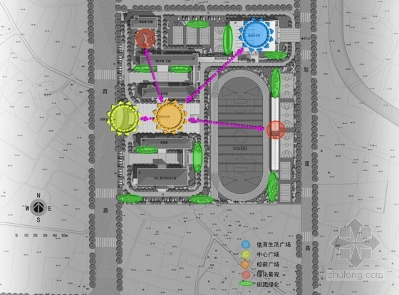 [浙江]红色砖墙山水园林小学扩建设计方案文本（含总平CAD）-红色砖墙山水园林小学扩建分析图