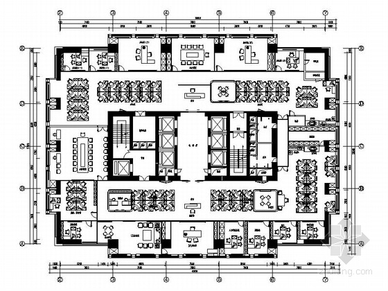 新中式办公模型资料下载-[福州]500强企业新中式风格开敞办公室施工图（含高清效果图）