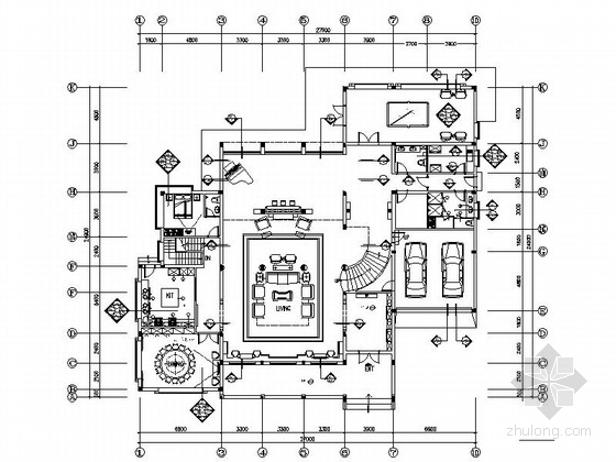 别墅弧形楼梯设计资料下载-[福建]中式5层温馨典雅别墅室内设计CAD施工图