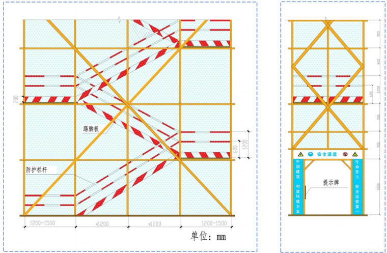 建筑工程三宝、四口及临边防护安全培训材料PPT（180页）-之字型坡道侧视图