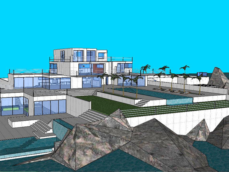 宾馆建筑模型SU资料下载-海岛别墅SU建筑模型
