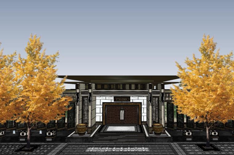 北京泰禾庭院景观分析资料下载-[北京]泰禾西府大院中式展示区模型设计 