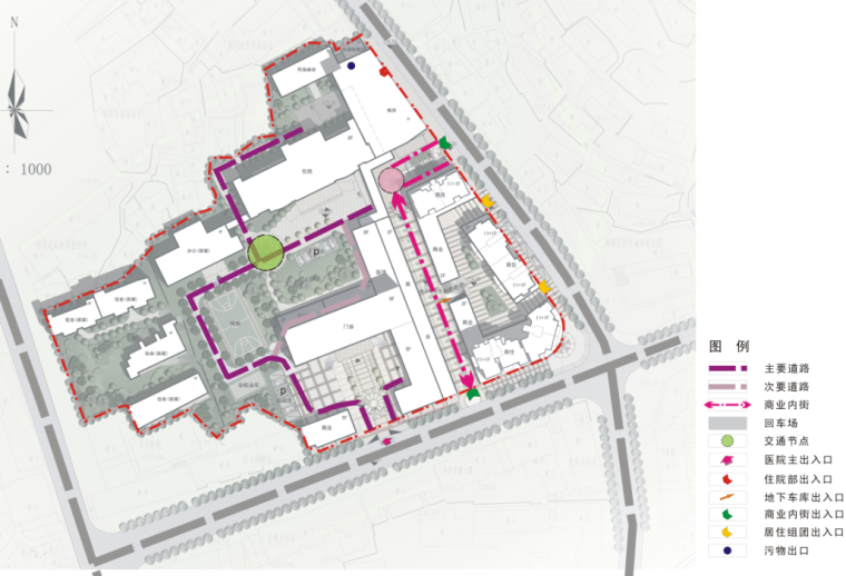 保靖人民医院建筑设计方案文本+CAD-交通流线图