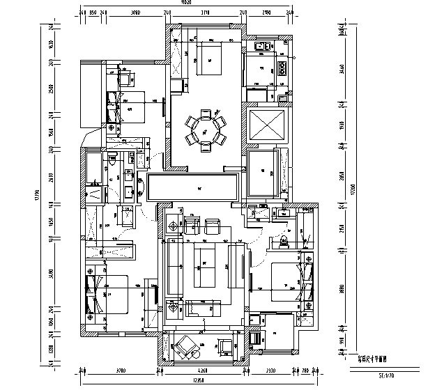 美式轻奢别墅设计施工图（附效果图）-家具尺寸平面图