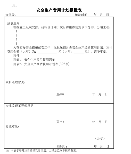 使用安全生产专项经费的原则、范围-安全生产费用计划报批表