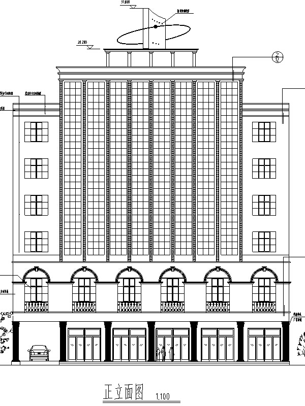 多层连廊式办公建筑设计资料下载-某新华书店现代多层商务办公建筑设计施工图CAD