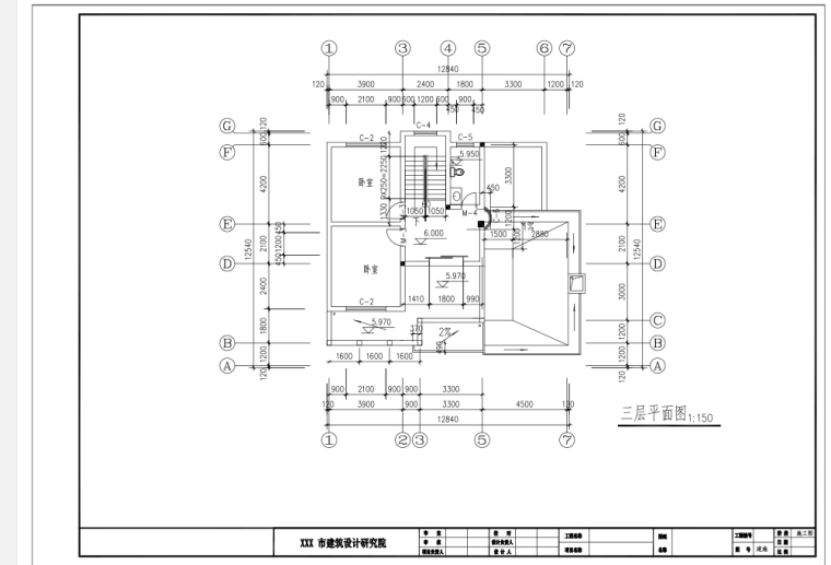 3层独栋欧式风格别墅建筑设计（包含CAD）-三层平面图