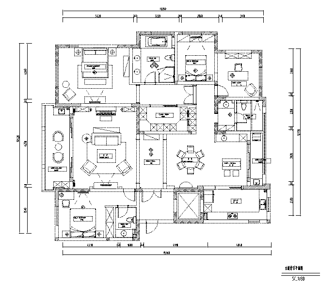 简约优雅美式风格样板间设计施工图（附效果图）-立面索引平面图