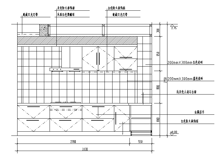 厨房经典分空间CAD立面图库-厨房施工图