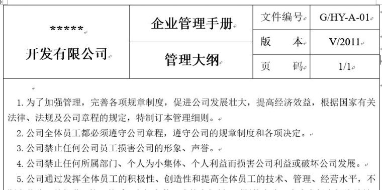 房地产企业管理制度手册(最全合集)-管理大纲