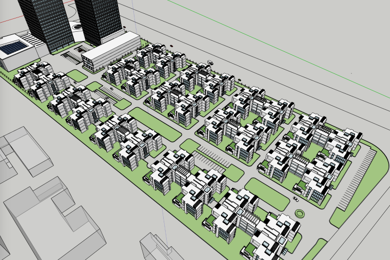 公园小区SU模型资料下载-现代中式小区规划SU模型