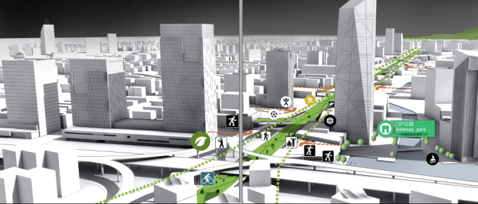 [浙江]多维灵动创意体验空间城市景观规划设计方案-入口门户区景观效果图