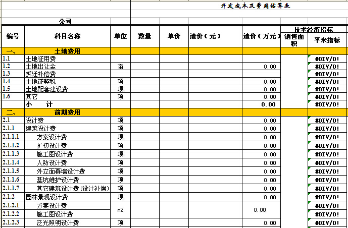 每平米住房建筑成本资料下载-建筑工程通用成本控制表