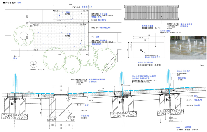 [重庆]山地花园洋房商住项目景观设计PDF施工图文本-喷水景观设计详图