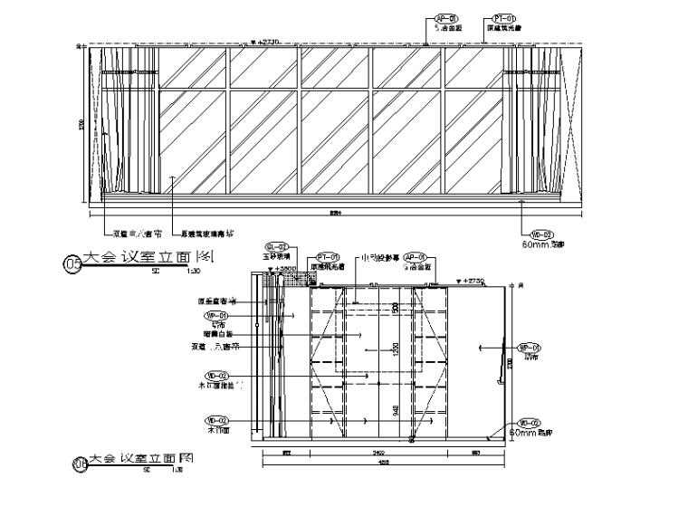 全套办公室室内设计CAD施工图（含效果图）-全套办公室室内设计CAD施工图 （含效果图）立面图