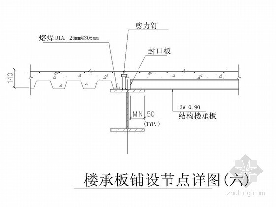 压型钢板节点详图-楼承板铺设节点详图 