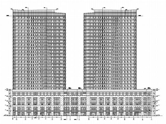 [黑龙江]30万平购物广场城市综合体建筑结构施工图-A1立面展开图