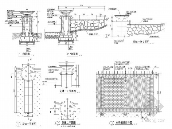 园林景观花钵施工详图13例-园林景观花钵施工详图 