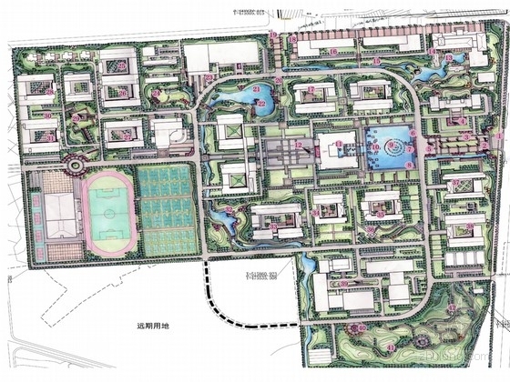 学校小游园景观设计平面图资料下载-[江苏]高等职业技术学校新校区景观设计方案
