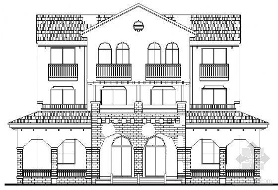 三层温泉会馆方案设计资料下载-某三层双拼别墅方案设计