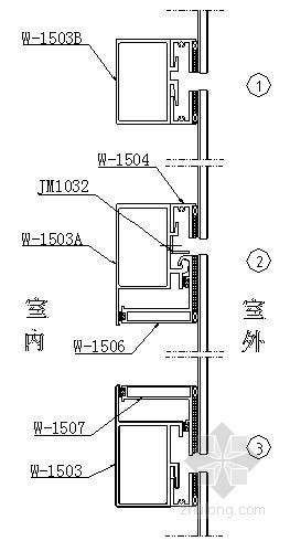 隐框幕墙cad资料下载-W150隐框幕墙节点详图