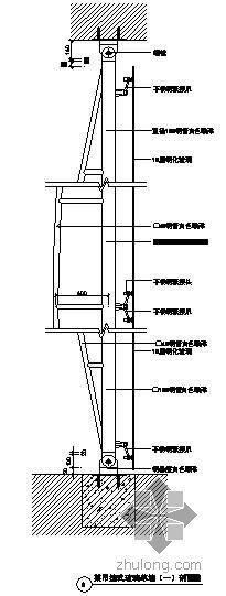 玻璃梭门剖面图资料下载-某吊挂式玻璃幕墙节点构造详图（一）（A剖面图）