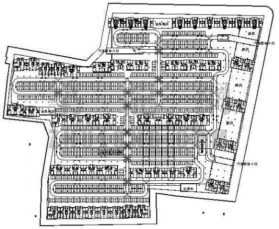 屋顶停车场建筑设计方案资料下载-某小区地下停车场平面图设计方案