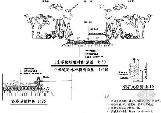 cad园路断面结构资料下载-5、4米道路横断面及结构图