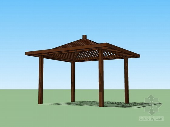 木结构midas模型资料下载-木结构亭子sketchup模型下载