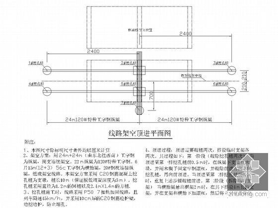 下穿铁路框架桥施组设计（含CAD图纸）-线路架空顶进平面图