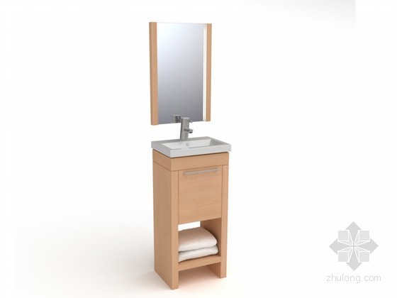 台上盆洗手盆资料下载-原木洗手盆卫浴3D模型