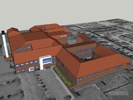 现代校园景观案例资料下载-校园现代建筑SketchUp模型下载