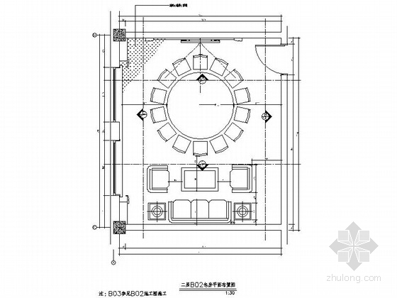 服务区施工图纸资料下载-[黑龙江]现代风格度假服务区综合楼包间装修施工图