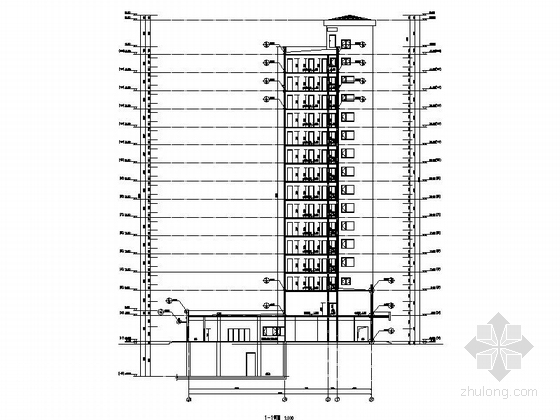 [黑龙江]现代风格高层住宅廉住房建筑施工图（含多栋建筑 知名甲级设计院）-现代风格高层住宅廉住房建筑剖面图