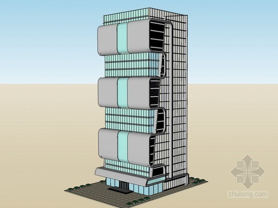 高层建筑办公楼分析资料下载-高层办公楼建筑模型sketchup模型下载