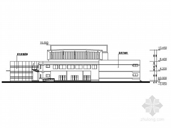 某二层食堂（礼堂）建筑方案图-东立面