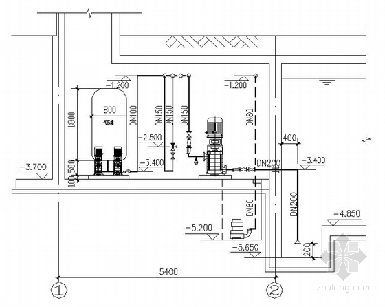 供水泵房设计资料下载-某消防供水泵房节点详图