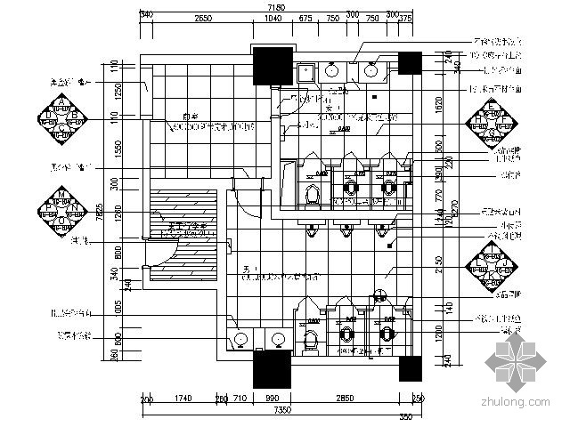 30平米公共卫生间施工图资料下载-50㎡公共卫生间施工图