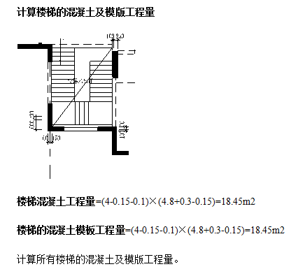 计算楼梯的混凝土及模版工程量