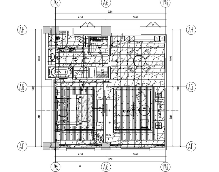 CCD-长白山威斯汀酒店客房全套施工图-H套房平面布置图