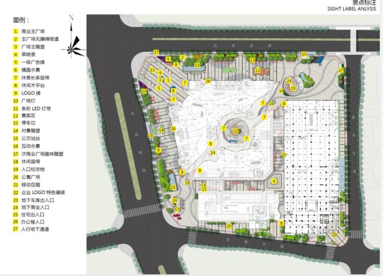 [贵阳]某商业广场景观设计方案文本-景观标注