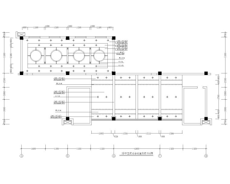 某办公楼室内装修全套施工图纸-5二层中空会议室吊顶平面图