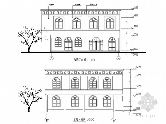 无花果树小型住宅资料下载-两层框架结构无花果餐厅结构施工图（含建筑图 采暖 给排水图）