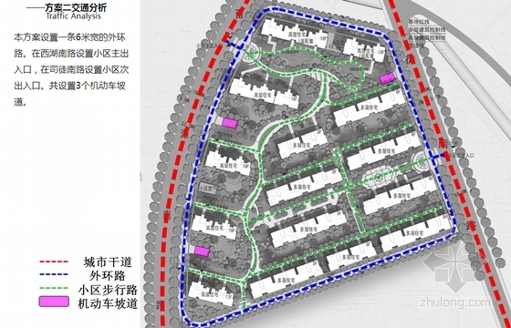 [江苏]新亚洲风格住宅小区规划设计方案文本（含3种方案）-新亚洲风格住宅小区规划分析图