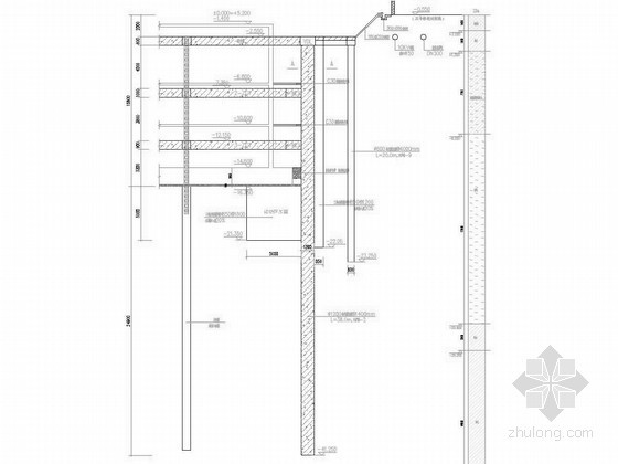 [浙江]17米深基坑桩撑支护设计计算-基坑支护剖面图