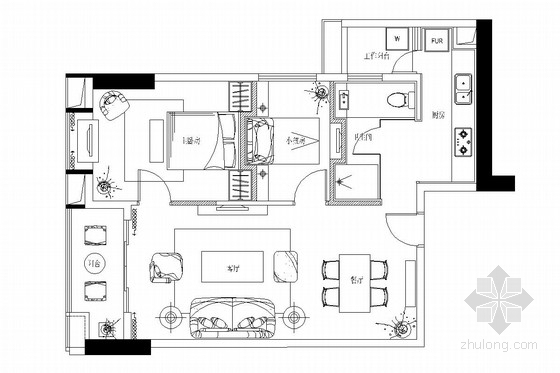 苏式楼施工图资料下载-[广州]高档公寓式管理商住楼现代风格两居室装修图