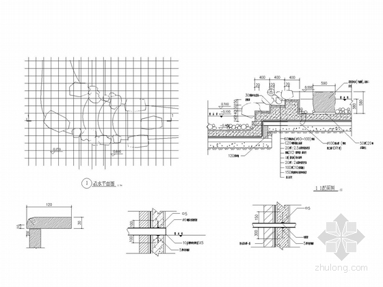 [浙江]城市道路园林景观设计全套施工图-跌水详图