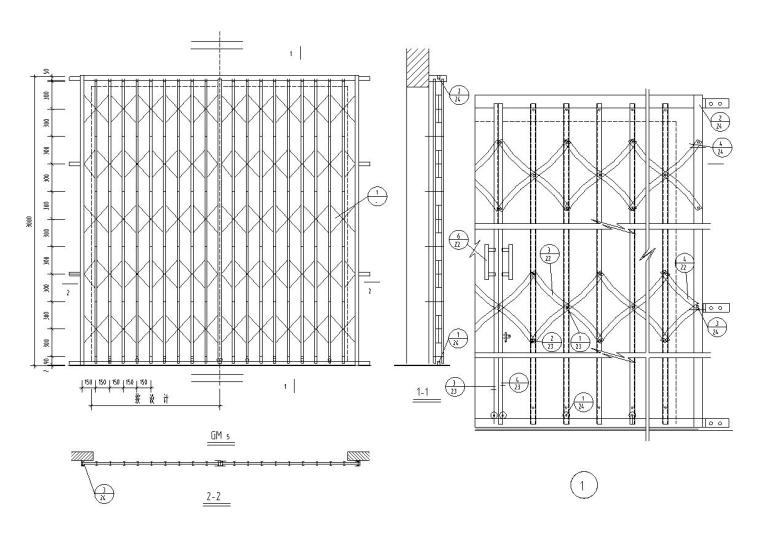 33个铁栅门节点构造详图——建筑详图-GM5异型铁栅门