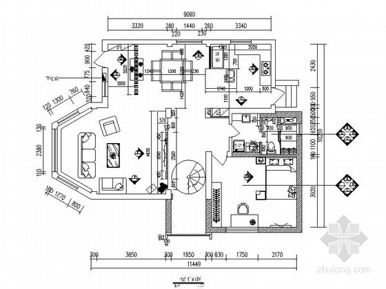 cad三层别墅设计图资料下载-精品三层别墅室内装修设计图