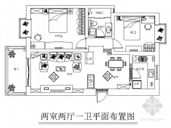 小两室两厅装修图资料下载-两室两厅家装设计方案